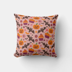 Niedliches Halloween-Kissen Rosa und Orange Fest Kissen