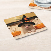 Niedliches Halloween-Kitten-Design Rechteckiger Pappuntersetzer (angewinkelt)