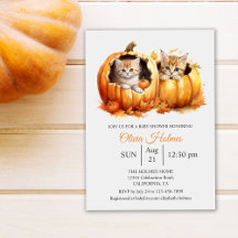 Niedliches Halloween Kitten in Pumpkin Baby Dusche