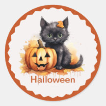 Niedliches Halloween Kitten und Pumpkettensticker