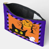Niedliches Halloween Kitty & Ghost Lila und Orange Zubehörtasche (Offen)