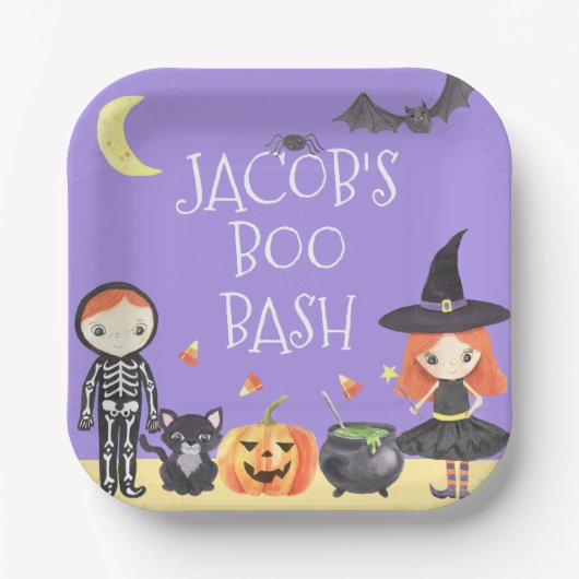 Niedliches Halloween-Kostüm Kinder Pappteller (Vorderseite)