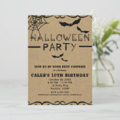 Niedliches Halloween-Kostüm-Party für Spinnweben u Einladung (Stehend Vorderseite)