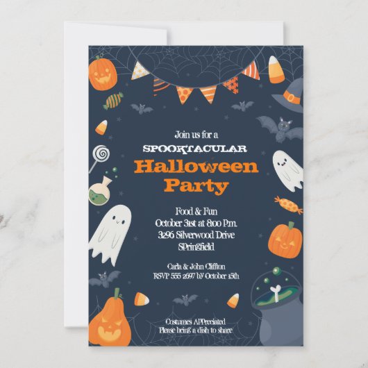 Niedliches Halloween-KostümParty Einladung (Vorderseite)