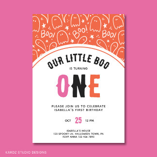 Niedliches Halloween Little Boo Girl Erster Geburt Einladung