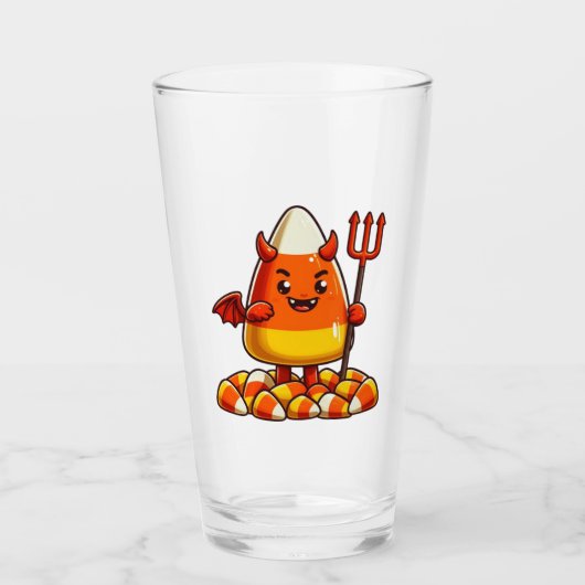 Niedliches Halloween-Maismonster Glas (Vorderseite)
