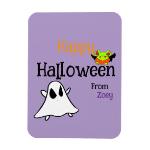 Niedliches Halloween mit Ghostie und Frosch person Magnet