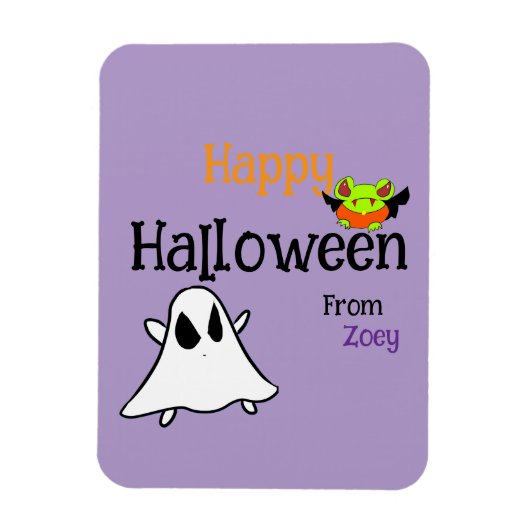 Niedliches Halloween mit Ghostie und Frosch person Magnet (Vertikal)
