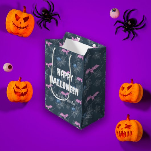 Niedliches Halloween mit Spinnen und Fledermäusen, Mittlere Geschenktüte