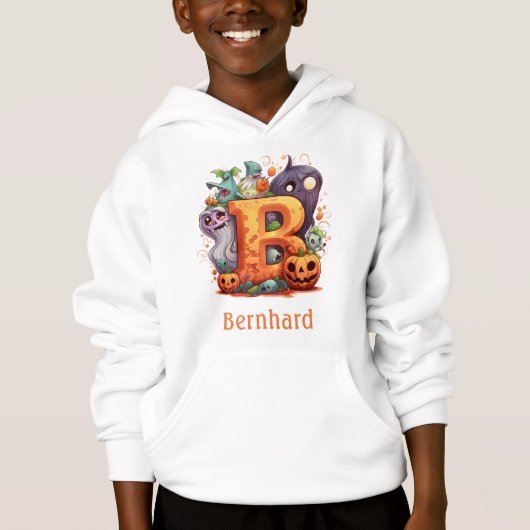 Niedliches Halloween Monogram Letter B Hoodie (Vorderseite)