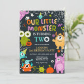 Niedliches Halloween-Monster Einladung (Stehend Vorderseite)