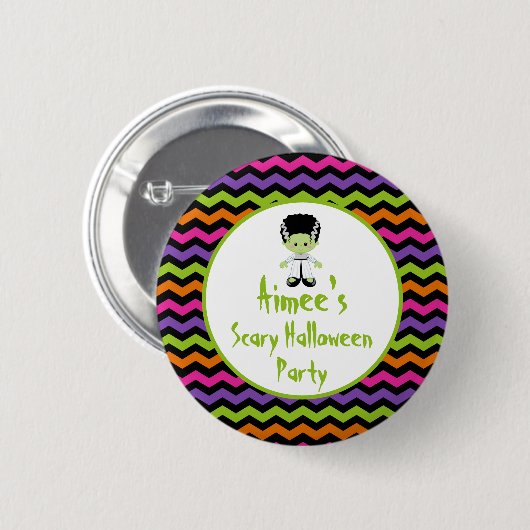 Niedliches Halloween-Monster-Girl-Halloween-Party Button (Vorne & Hinten)