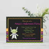 Niedliches Halloween-Monster-Girl-Halloween-Party Einladung (Stehend Vorderseite)