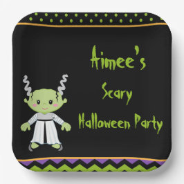 Niedliches Halloween-Monster-Girl-Halloween-Party Pappteller