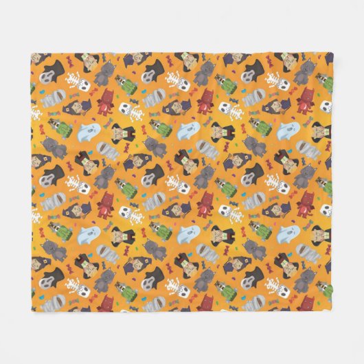 Niedliches Halloween-Monster-Muster Fleecedecke (Vorderseite (Horizontal))