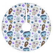 Niedliches Halloween-Monster-Muster Polyester Weihnachtsbaumdecke (Vorderseite)