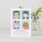 Niedliches Halloween-Monster scherzt Party Einladung (Stehend Vorderseite)