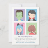 Niedliches Halloween-Monster scherzt Party Einladung (Vorderseite)