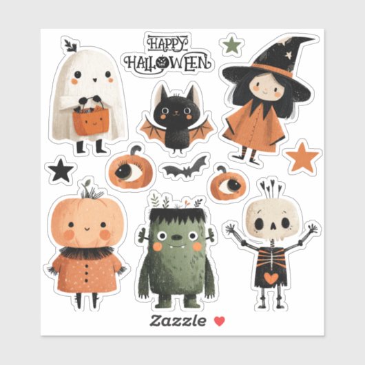 Niedliches Halloween-Monster-Set Aufkleber (Blatt)
