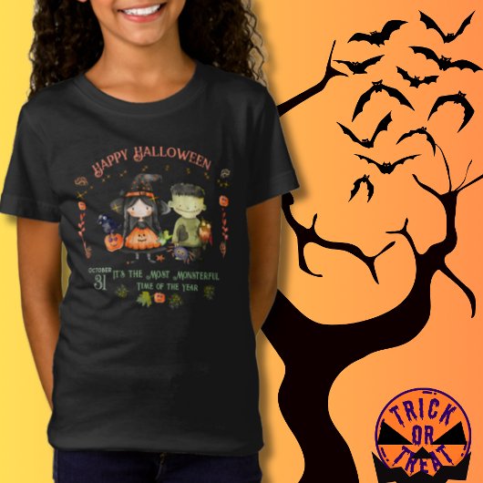 Niedliches Halloween-Monster und eine Hexe T-Shirt