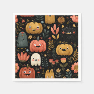 Niedliches Halloween-Monster und Pumpkins-Muster Serviette