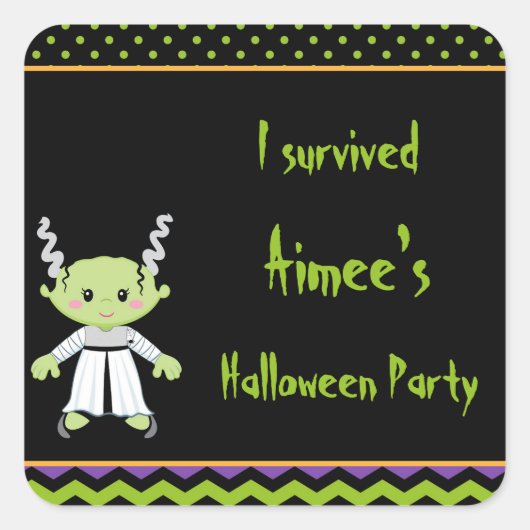 Niedliches Halloween-MonstermäulenHalloween 'Ich ü Quadratischer Aufkleber (Vorderseite)