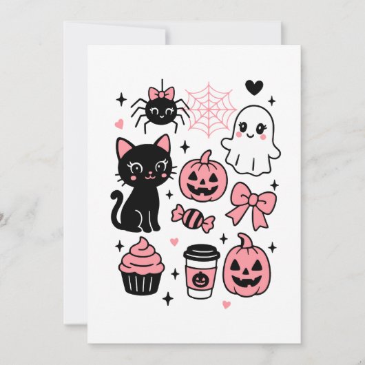 Niedliches Halloween-Muster Feiertagskarte (Vorderseite)
