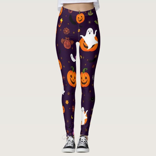 Niedliches Halloween-Muster - Geister, Pumpkins, B Leggings (Vorderseite)