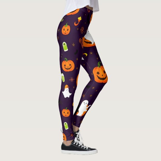Niedliches Halloween-Muster - Geister, Pumpkins, B Leggings (Rechts)