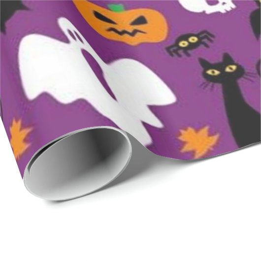 Niedliches Halloween-Muster Geschenkpapier (Rolleneckpunkt)