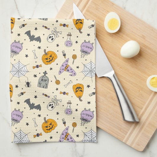 Niedliches Halloween-Muster Geschirrtuch (Viertel Falte)
