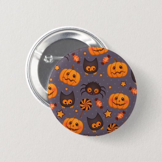 Niedliches Halloween-Muster-lila Hintergrund Button (Vorne & Hinten)