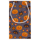 Niedliches Halloween-Muster Lila Hintergrund Kleine Geschenktüte (Rückseite)