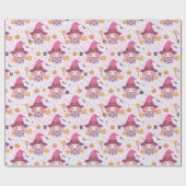 Niedliches Halloween-Muster mit Hexenkürbis Geschenkpapier (Flach)