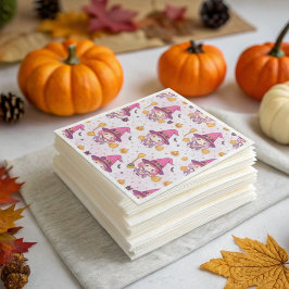 Niedliches Halloween-Muster mit Kürbishexe Serviette