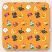 Niedliches Halloween-Muster mit orangefarbenem Hin Getränkeuntersetzer (Vorderseite)