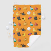 Niedliches Halloween-Muster mit orangefarbenem Hin Golfhandtuch (Insitu)