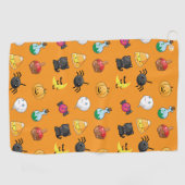 Niedliches Halloween-Muster mit orangefarbenem Hin Golfhandtuch (Horizontal)