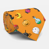 Niedliches Halloween-Muster mit orangefarbenem Hin Krawatte (Gerollt)