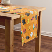 Niedliches Halloween-Muster mit orangefarbenem Hin Kurzer Tischläufer (Beispiel)