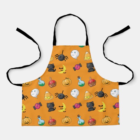 Niedliches Halloween-Muster mit orangefarbenem Hin Schürze (Vorderseite)