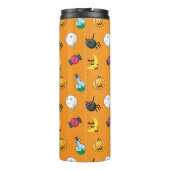 Niedliches Halloween-Muster mit orangefarbenem Hin Thermosbecher (Rückseite)