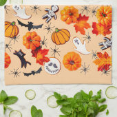 Niedliches Halloween-Muster mit Pumpkins, Geistern Geschirrtuch (Gefaltet)