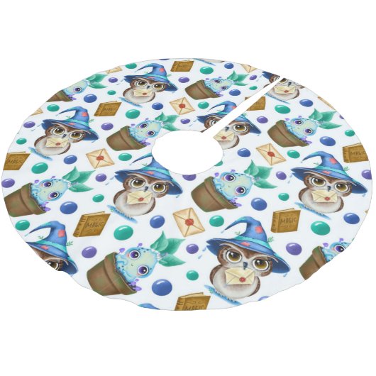 Niedliches Halloween-Muster Polyester Weihnachtsbaumdecke (Schrägansicht)