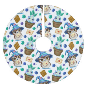 Niedliches Halloween-Muster Polyester Weihnachtsbaumdecke