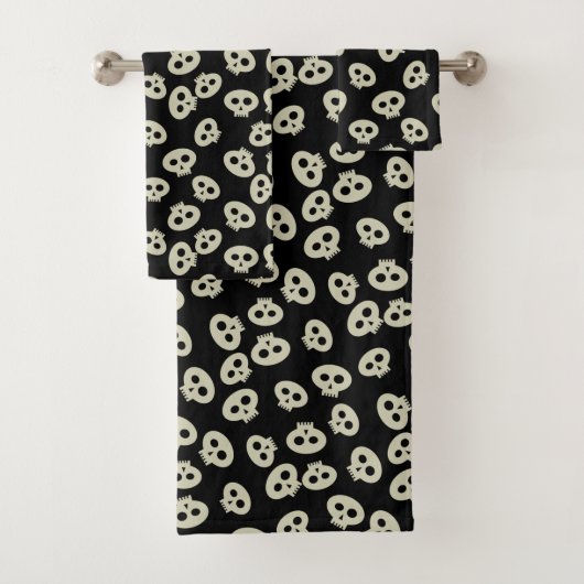 Niedliches Halloween-Muster Schwarze Creme Spooky Badhandtuch Set (Insitu)