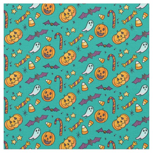 Niedliches Halloween-Muster Stoff (Nahaufnahme)