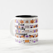 Niedliches Halloween-nahtloses Muster Zweifarbige Tasse (Vorderseite Links)