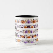 Niedliches Halloween-nahtloses Muster Zweifarbige Tasse (Mittel)