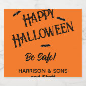 Niedliches Halloween, Name, Black Orange 6 Weineti Bierflaschenetikett (Einzelnes Label)